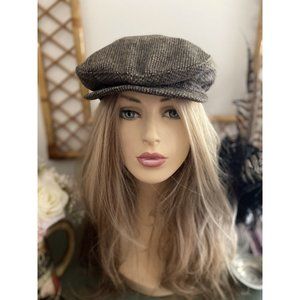 Vintage‎ Men’s Wool Brown Gray Tweed Driver Cap Union Made Marked M Fits S Lined
